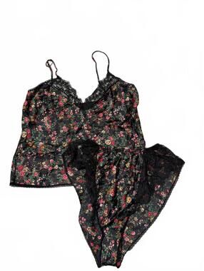 Vintage 90s Myonne Brand Floral Cami and Short Sleep Set Size L Best Fits M